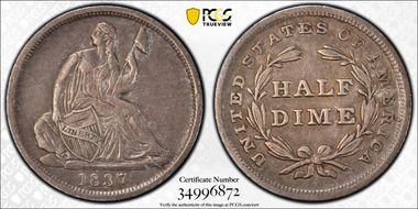 1837 H10C Seated, Small Date XF40