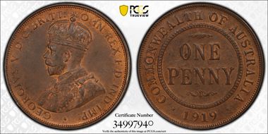 1919 //. (m) 1D Dot below MS64BN