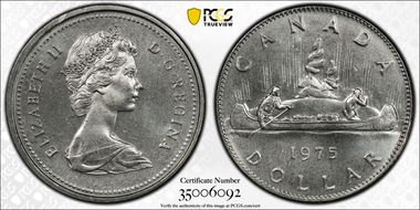 1975 $1 Voyageur Attached Jewels MS65