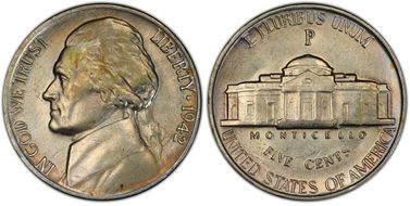 1942-P/P 5C Silver, RPM, FS-501 AU58