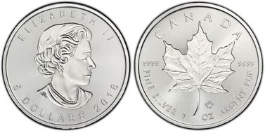 2018 $5 Maple Leaf/Ag - Incuse MS69