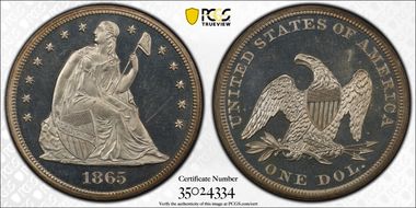 1865 $1 PR64+ CAM