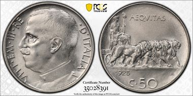 1925-R 50C KM-61.1  P/E MS65