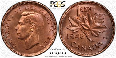 1948 1C A Btwn Denticles MS65RB