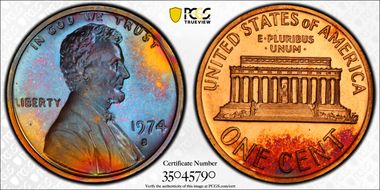 1974-S 1C PR67RB