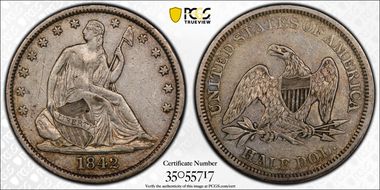 1842 50C WB-9, Medium Date XF45