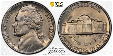 1939 5C Reverse of 1940 MS66FS