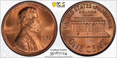 1972 1C Doubled Die Obverse MS66+ RD