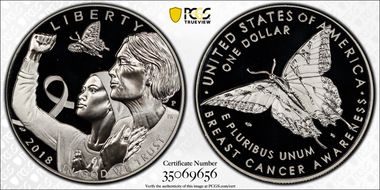 2018-P $1 Breast Cancer Awareness First Strike PR70DCAM