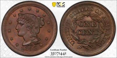 1852 1C Newcomb 16 MS64BN