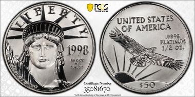 1998 $50 Statue of Liberty MS70