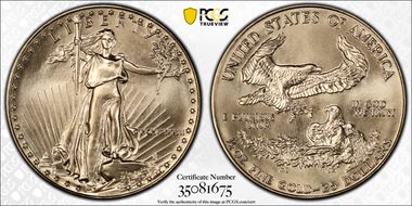 1987 $25 Gold Eagle MS70