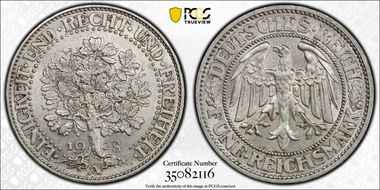 1928-A 5 Mk Oak Tree J-331 MS64