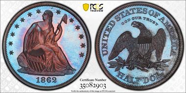 1862 50C J-296 PR64+ BN