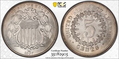 1867 5C Rays MS66
