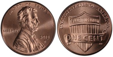 2013-D 1C Shield MS68RD