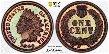 1864 1C Bronze PR65BN