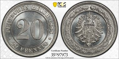 1888-E 20 Pfg J-6 MS66