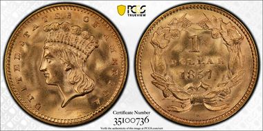 1857 G$1 MS66