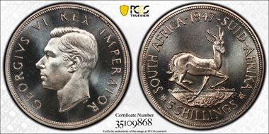 1947 5 Shil KM-31  Ag PR66