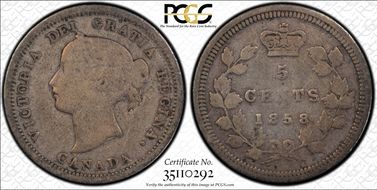 1858 5C Lg 5/Sm 5 Denomination G6