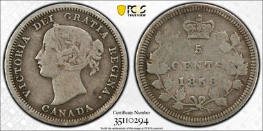 1858 5C Large Date RP2 VG10