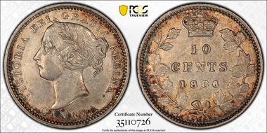 1886 10C Small 6 AU50