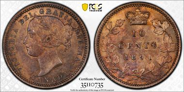 1891 10C 22 Leaves MS63