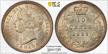 1892/1 10C Large 9 OT6 MS62