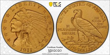 1911 $2.50 PR67+