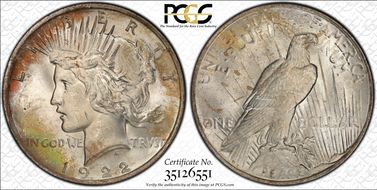 1922 $1 VAM 7, Doubled Wing MS64