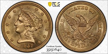 1857-S $2.50 S.S. Central America #2 MS63