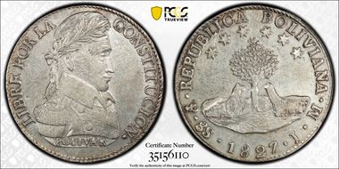 1827-PTS JM 8 Sol KM-97  Ag AU50