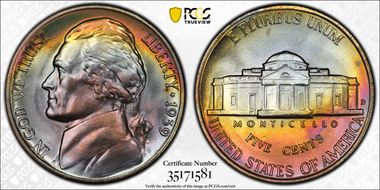 1939-D 5C Reverse of 1938 MS67+