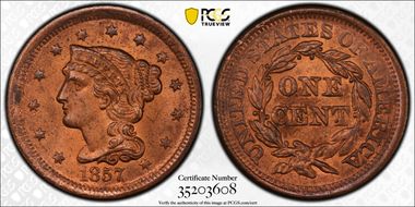 1857 1C Small Date MS64RD