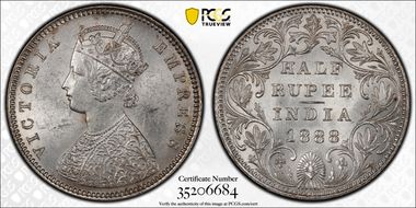 1888(B) 1/2 Rup SW-6.201 MS62