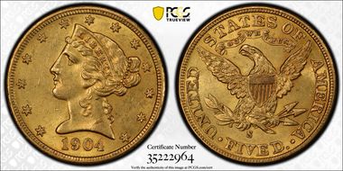 1904-S $5 MS61