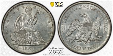 1861-O 50C AU58