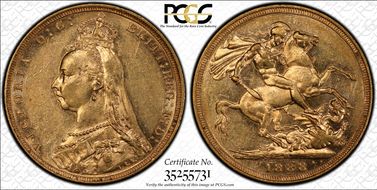 1888-M Sov S-3867B 2nd Obverse Angled J AU55