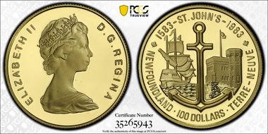 1983 $100 400th Ann St. John's PR69DCAM