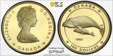 1988 $100 Bowhead Whales PR69DCAM