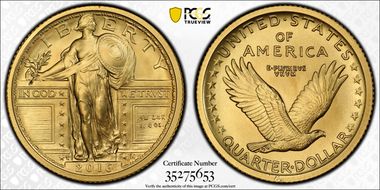 2016-W 25C 100th Anniversary Gold SP70