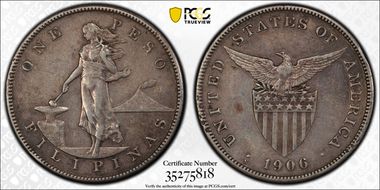 1906-S Peso KM-168  Ag XF40