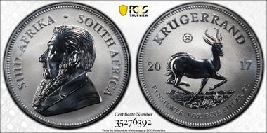 2017 1 Rand 50th Anniv. Krugerrand Ag SP70