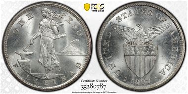 1907-S Peso MS64