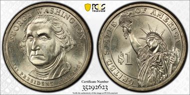 (2007) $1 Missing Edge Lettering George Washington MS63