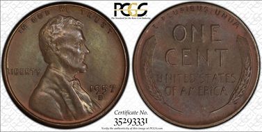 1957-D 1C MS65BN