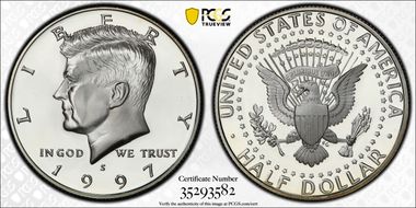 1997-S 50C Silver PR70DCAM