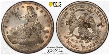 1875-S/CC T$1 FS-501 OMM Chopmarked MS62