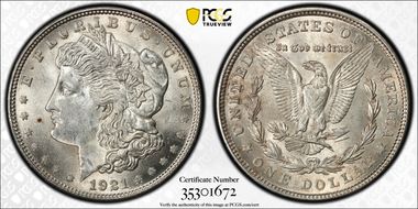 1921 $1 Morgan MS62